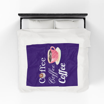 Coffee Lover Velveteen Blanket - Cozy Throw for Warmth, Gift for Him/Her, Coffee Decor, Home Essentials, Snuggle Time