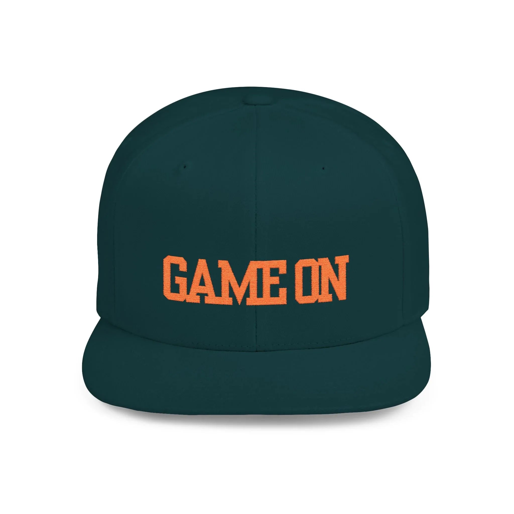 Trendy “Game On” snapback cap for adults. Adjustable flat bill hat, stylish streetwear accessory, perfect for gifts, festivals, sports, and casual outings. - RizQ Life 