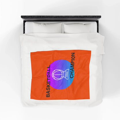 Basketball Champion Velveteen Plush Blanket | Cozy Sports Fan Gift, Soft Throw for Athletes, Birthday Present, Home Decor - RizQ Life 