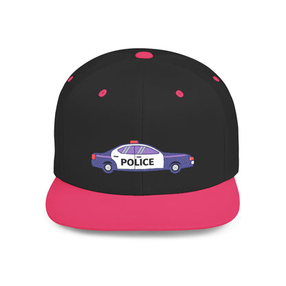 Shop the Police Car Snapback Cap – adjustable streetwear hat for adults, perfect car enthusiast gift and urban fashion accessory.