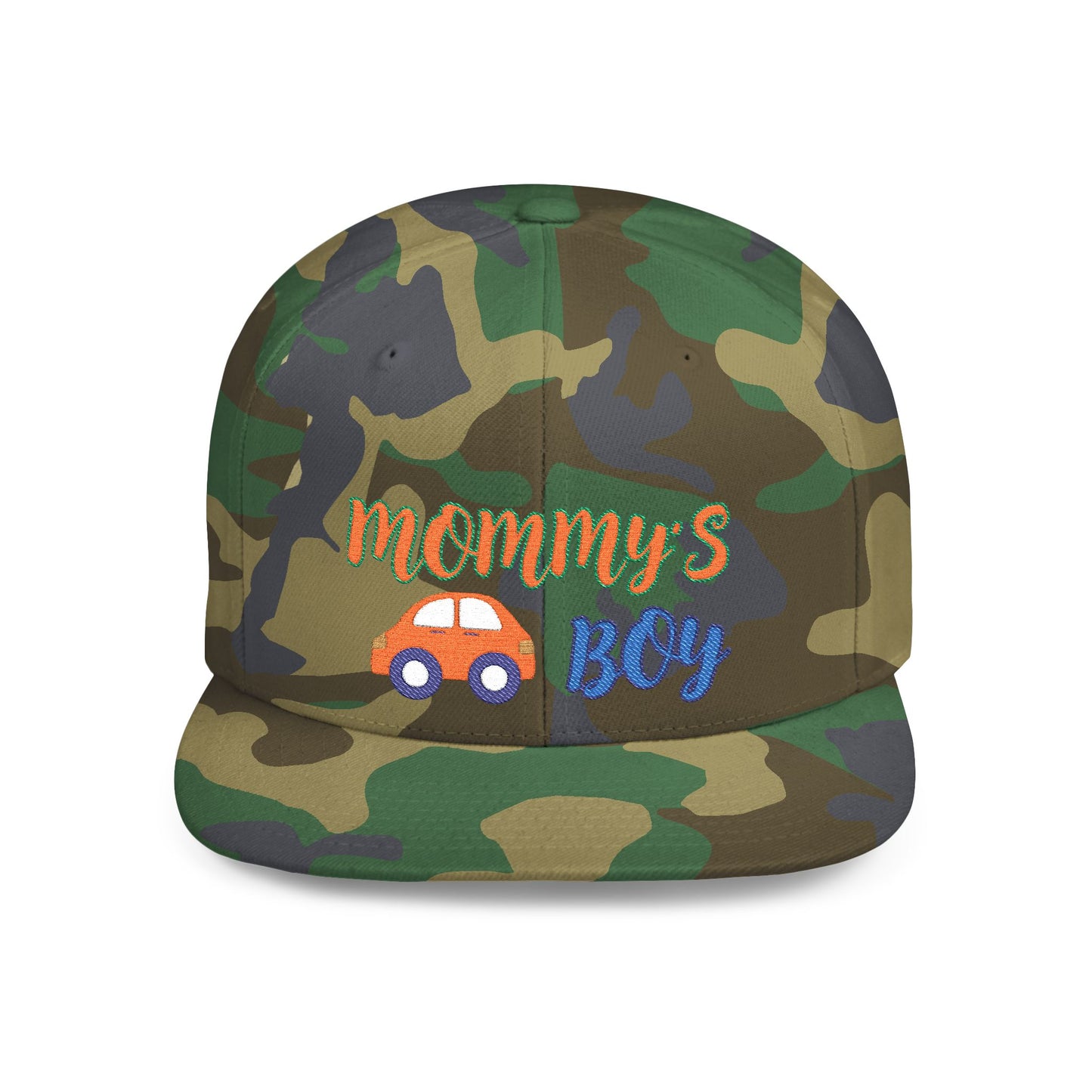 Casquette Snapback à visière plate « Mommy's Boy » – ajustable, élégante et parfaite pour les hommes, les adolescents et même les enfants. Un cadeau idéal pour un look décontracté ou streetwear.