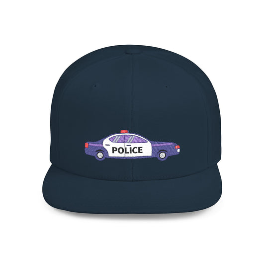 Police Car Snapback Cap – adjustable streetwear hat for adults, perfect car enthusiast gift and urban fashion accessory.