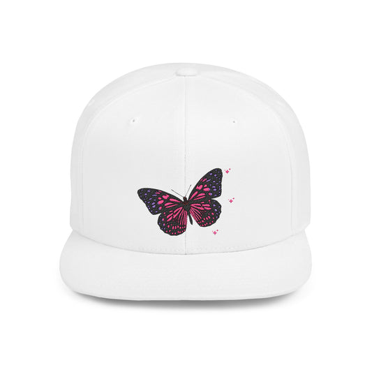 Butterfly Snapback Cap – stylish adjustable flat bill hat for adults. Perfect for streetwear, outdoor events, and gifts. Durable and comfy!