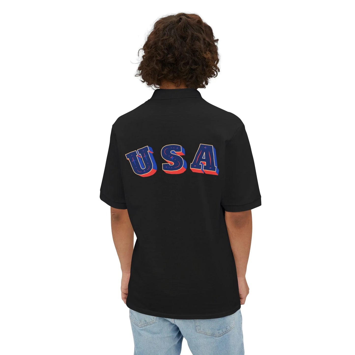 Men's USA Flag Piqué Polo Shirt - Patriotic Design - RizQ Life 