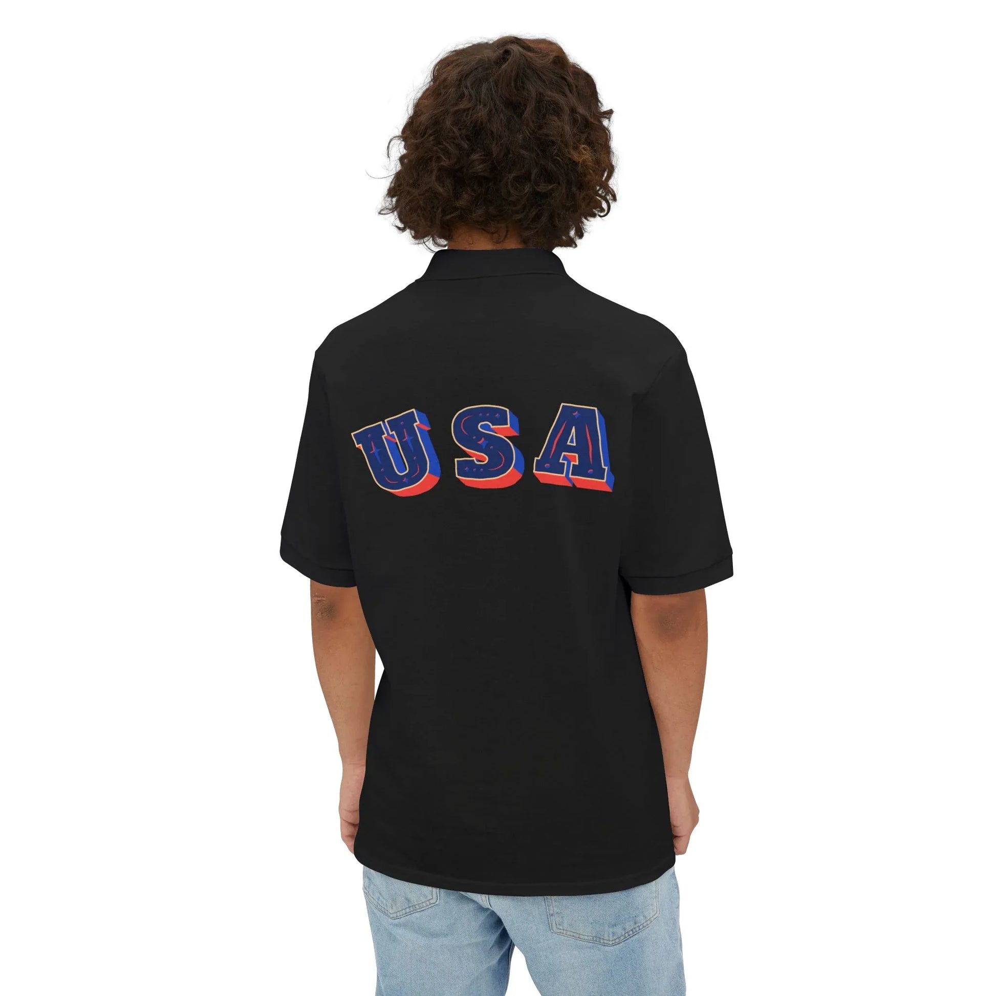 Men's USA Flag Piqué Polo Shirt - Patriotic Design - RizQ Life 