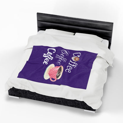 Coffee Lover Velveteen Blanket - Cozy Throw for Warmth, Gift for Him/Her, Coffee Decor, Home Essentials, Snuggle Time