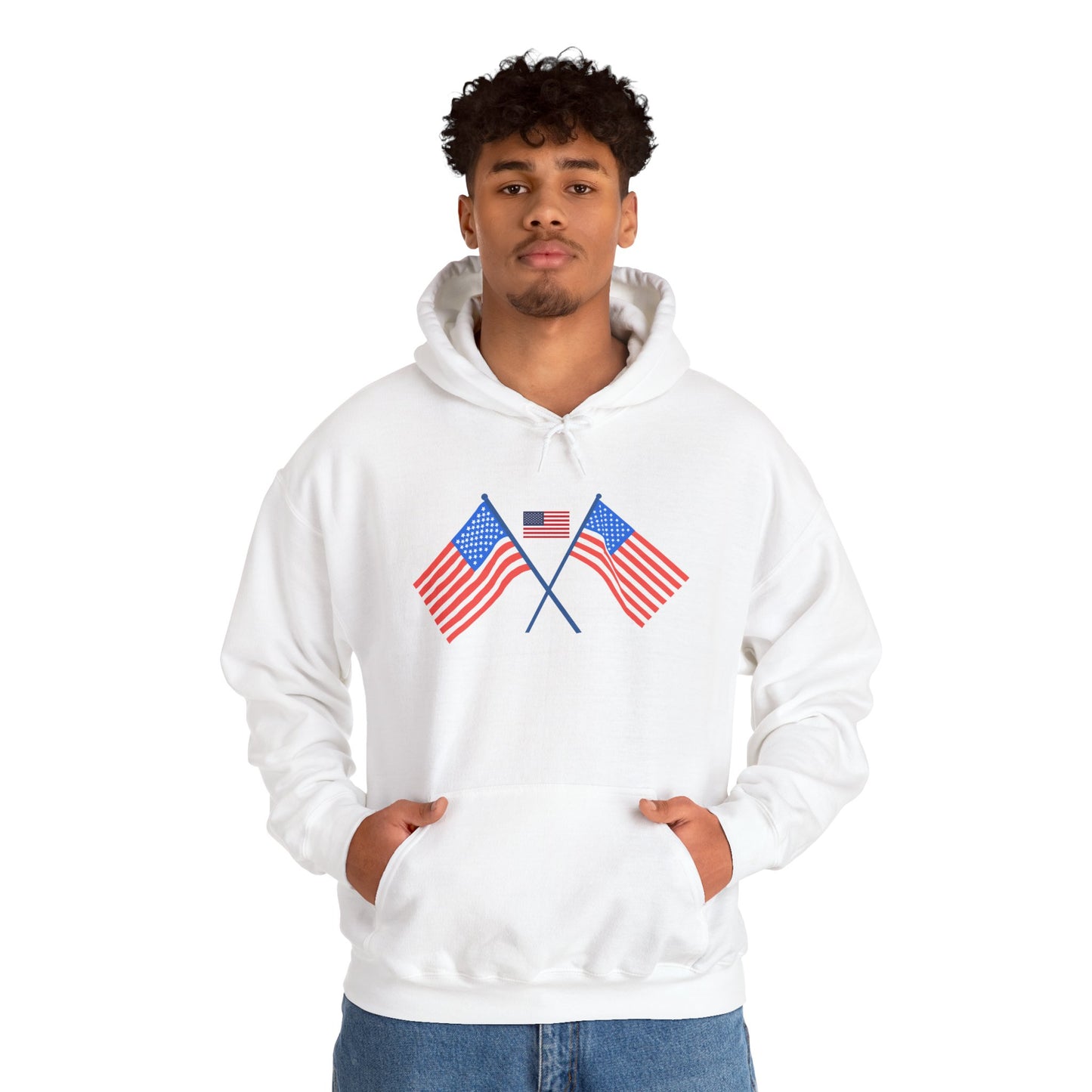 Men's Patriotic Hoodie - Double American Flag Graphic