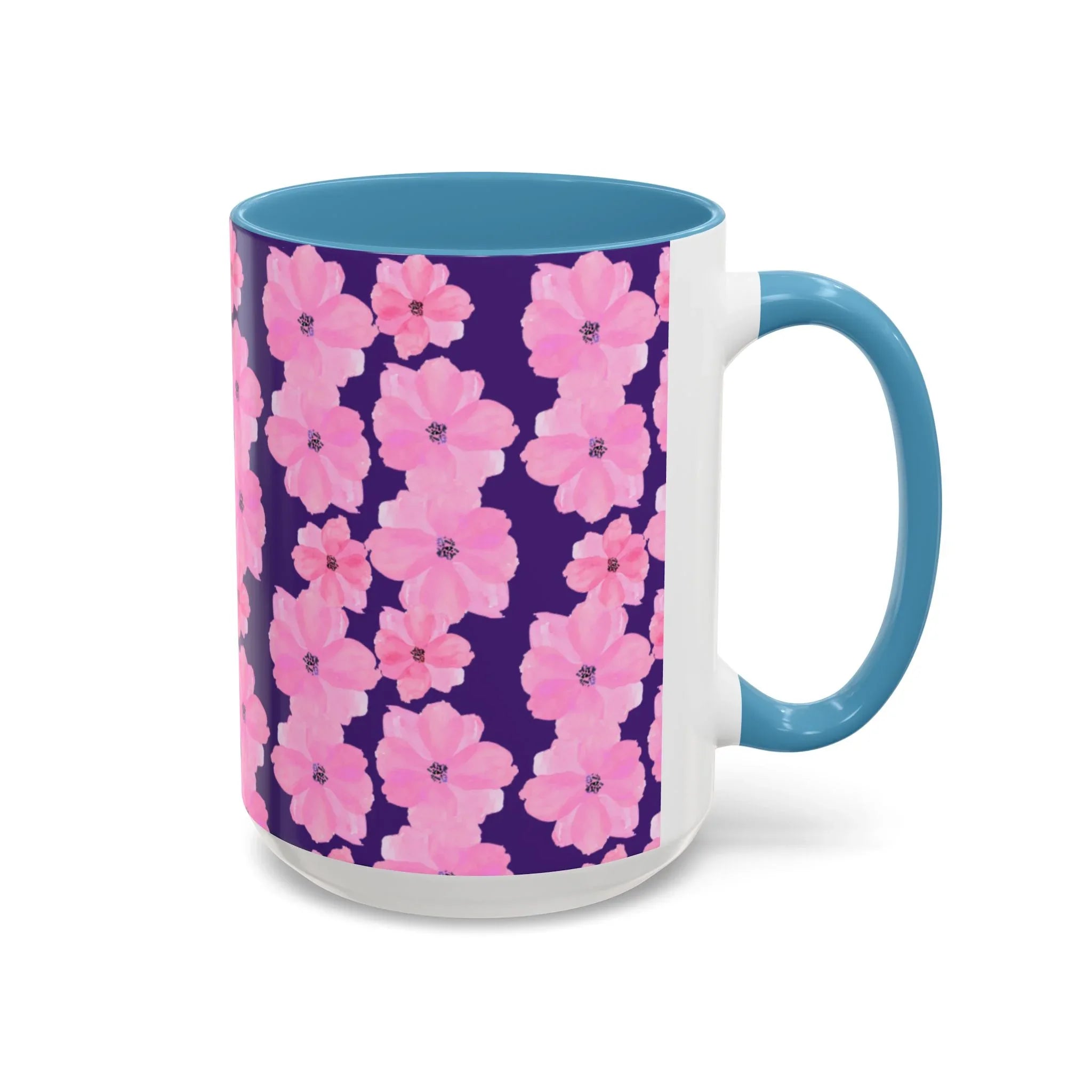 Chic Floral Coffee Mug - Pink Blossoms on Dark Background - RizQ Life 