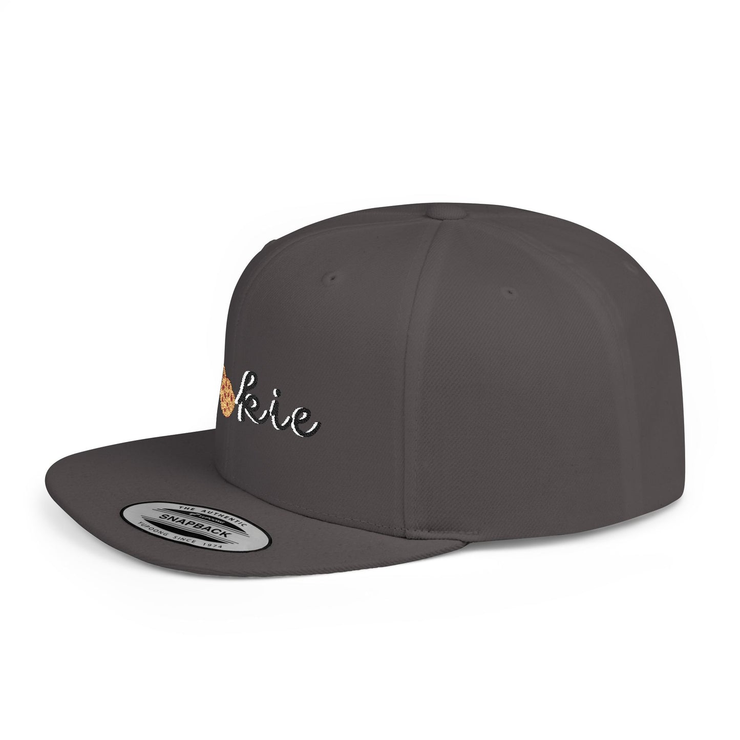Trendy Cookie Flat Bill Snapback Cap – Adjustable, stylish hat for cookie lovers. Perfect gift for adults, birthdays, holidays, and streetwear fashion.