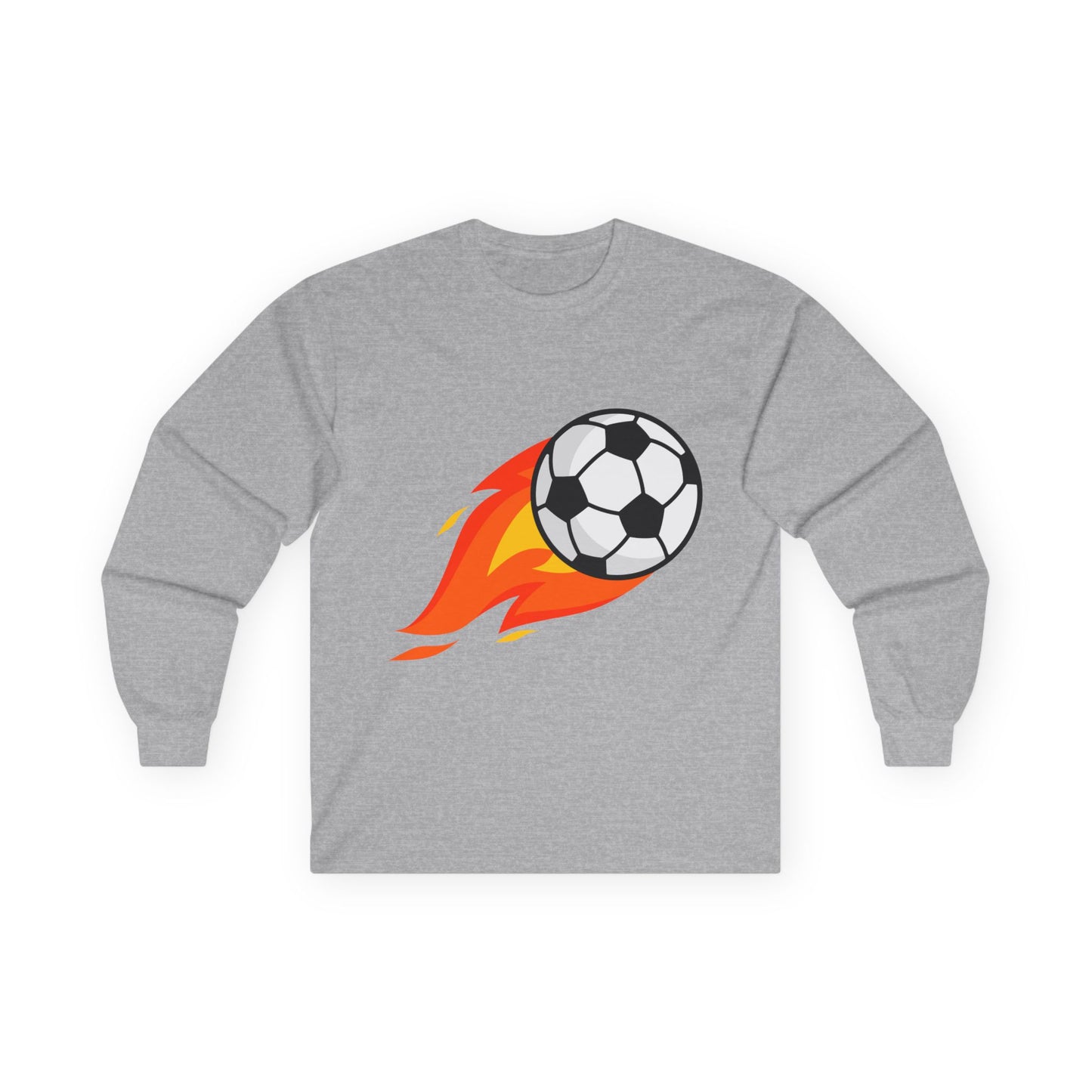 Flaming Soccer Ball Long Sleeve Tee - Sports Lovers Shirt
