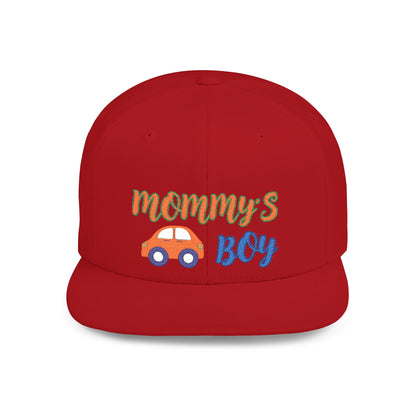 Mommy's Boy Flat Bill Snapback Cap – adjustable, stylish, and perfect for men, teens and even kids. Ideal casual hat or streetwear gift.