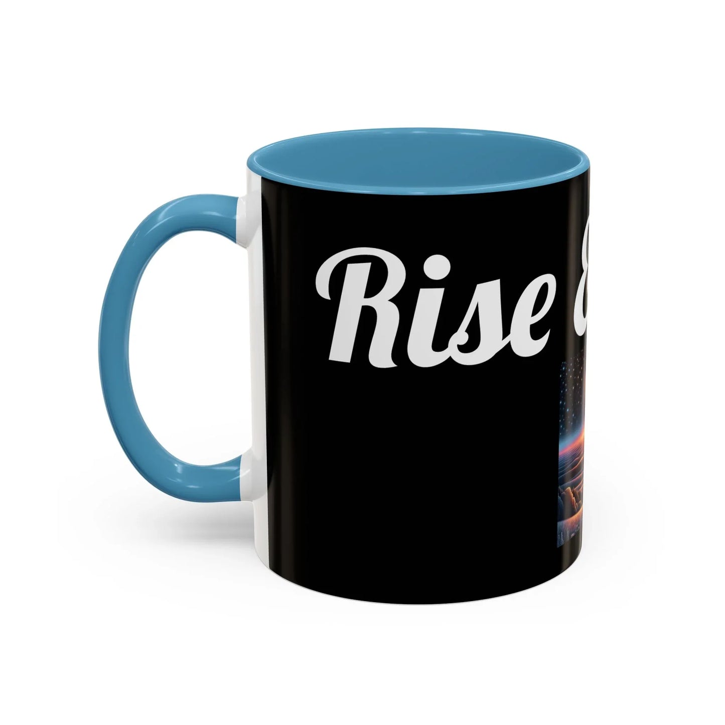 Rise & Shine Accent Coffee Mug - Motivational Black Mug for Morning Boost - RizQ Life 