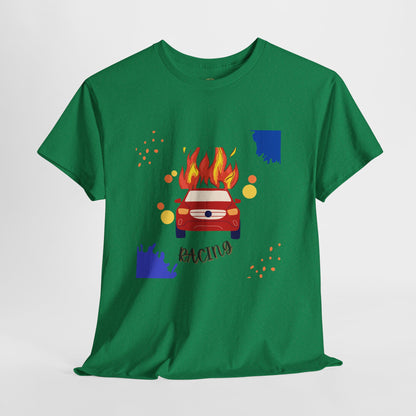 Unisex Racing Graphic T-Shirt – Heavy Cotton Car Racing Tee for Men & Women, Casual Motorsport Fan Shirt, Short Sleeve Top, Sizes S-5XL