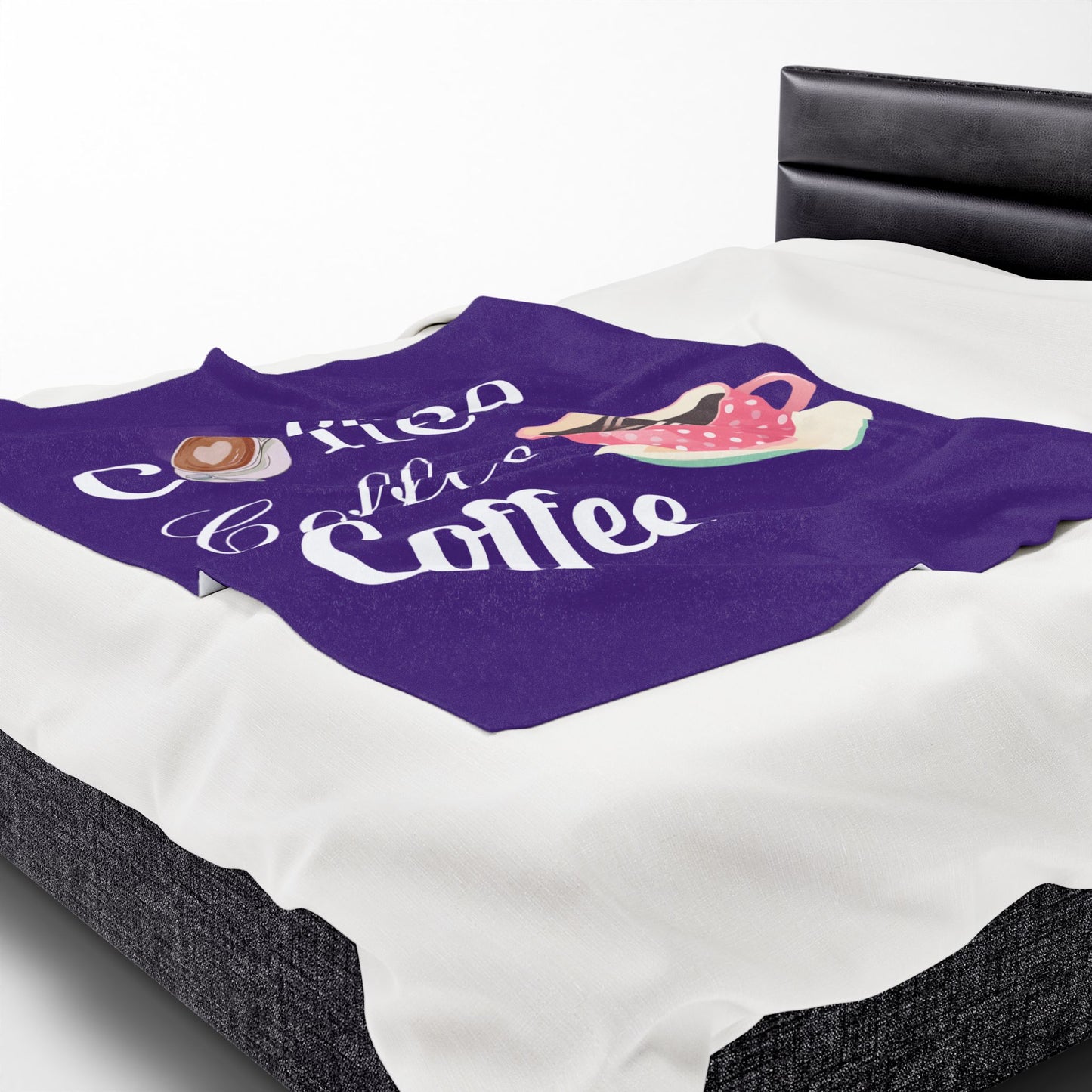 Coffee Lover Velveteen Blanket - Cozy Throw for Warmth, Gift for Him/Her, Coffee Decor, Home Essentials, Snuggle Time