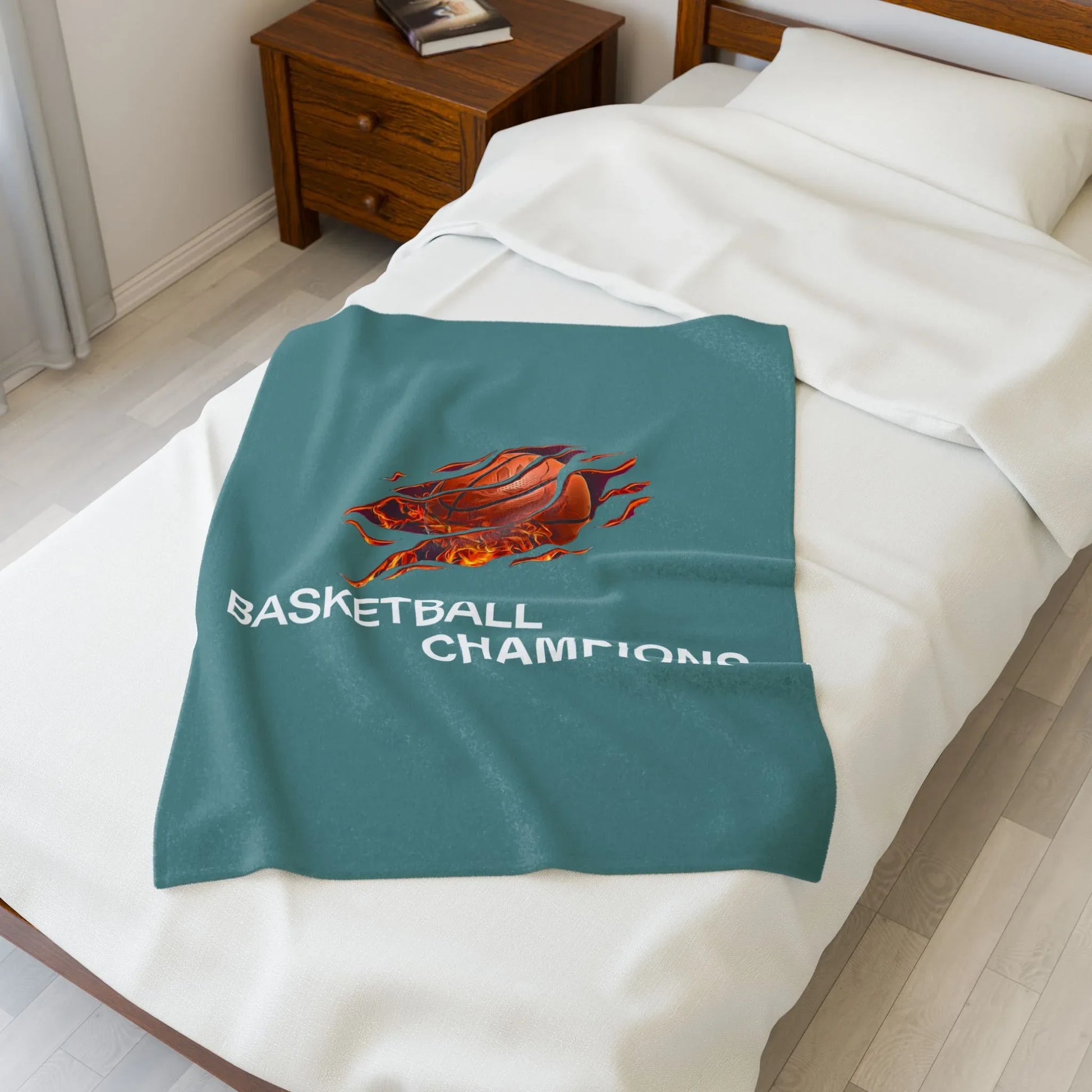 Cozy Basketball Champions Velveteen Plush Blanket | Great Gift for Sports Fans, Home Decor, Warmth, Championship Celebrations - RizQ Life 