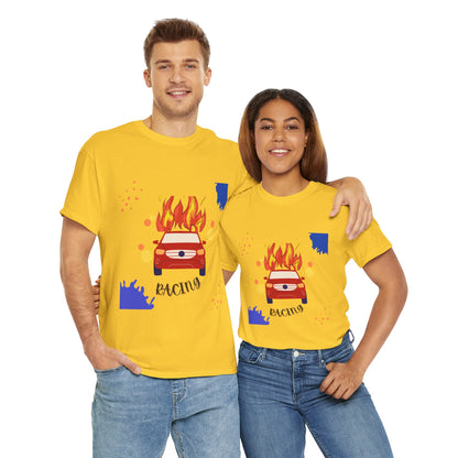 Unisex Racing Graphic T-Shirt – Heavy Cotton Car Racing Tee for Men & Women, Casual Motorsport Fan Shirt, Short Sleeve Top, Sizes S-5XL
