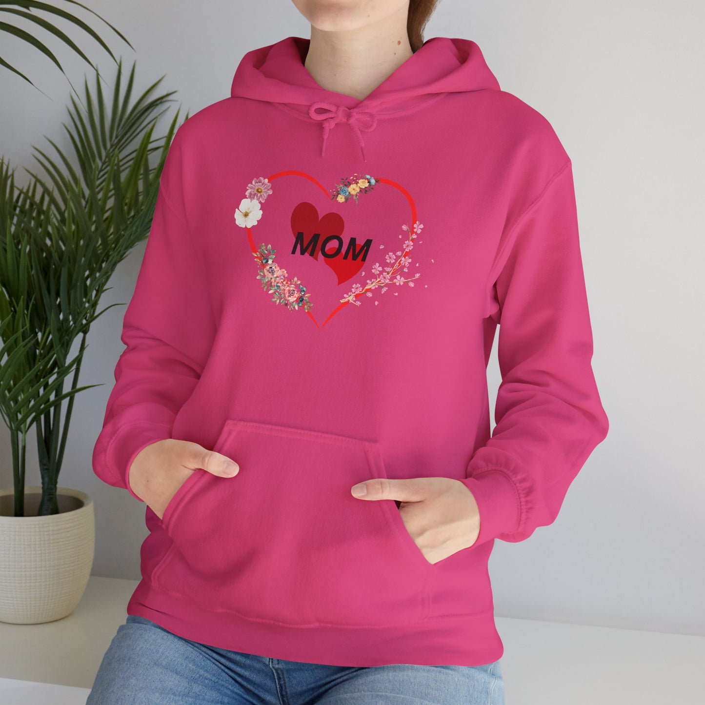 Mom Love Hoodie - Floral Heart Design - Perfect Gift for Mother's Day