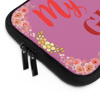 My Girl Floral Laptop Sleeve — Pink Daisy Protective Case