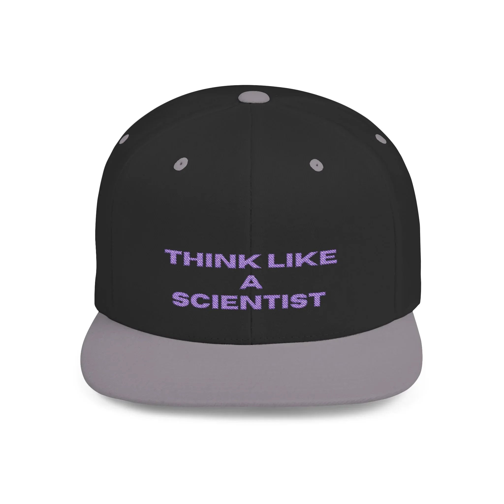 Think Like A Scientist Snapback Cap – Trendy flat bill hat for science lovers, STEM enthusiasts, and geeky gifts. Perfect for casual wear & conventions. - RizQ Life 