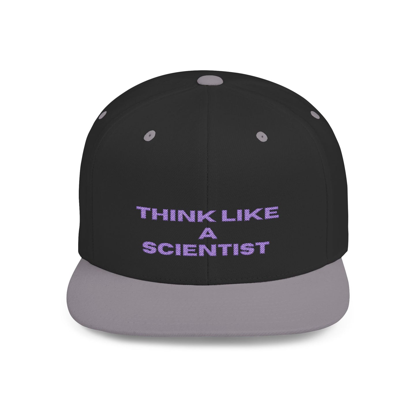 Think Like A Scientist Snapback Cap – Trendy flat bill hat for science lovers, STEM enthusiasts, and geeky gifts. Perfect for casual wear & conventions.
