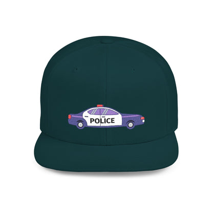 Shop the Police Car Snapback Cap – adjustable streetwear hat for adults, perfect car enthusiast gift and urban fashion accessory.