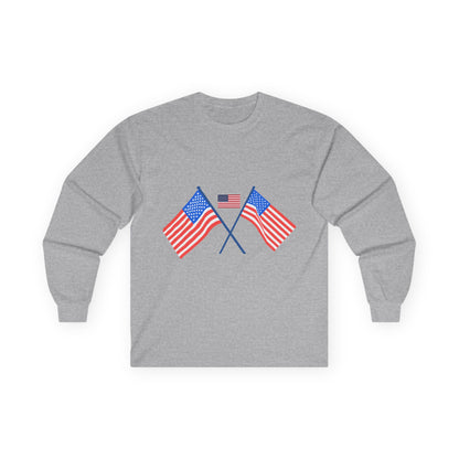 Patriotic Long Sleeve Tee - USA Flag Design