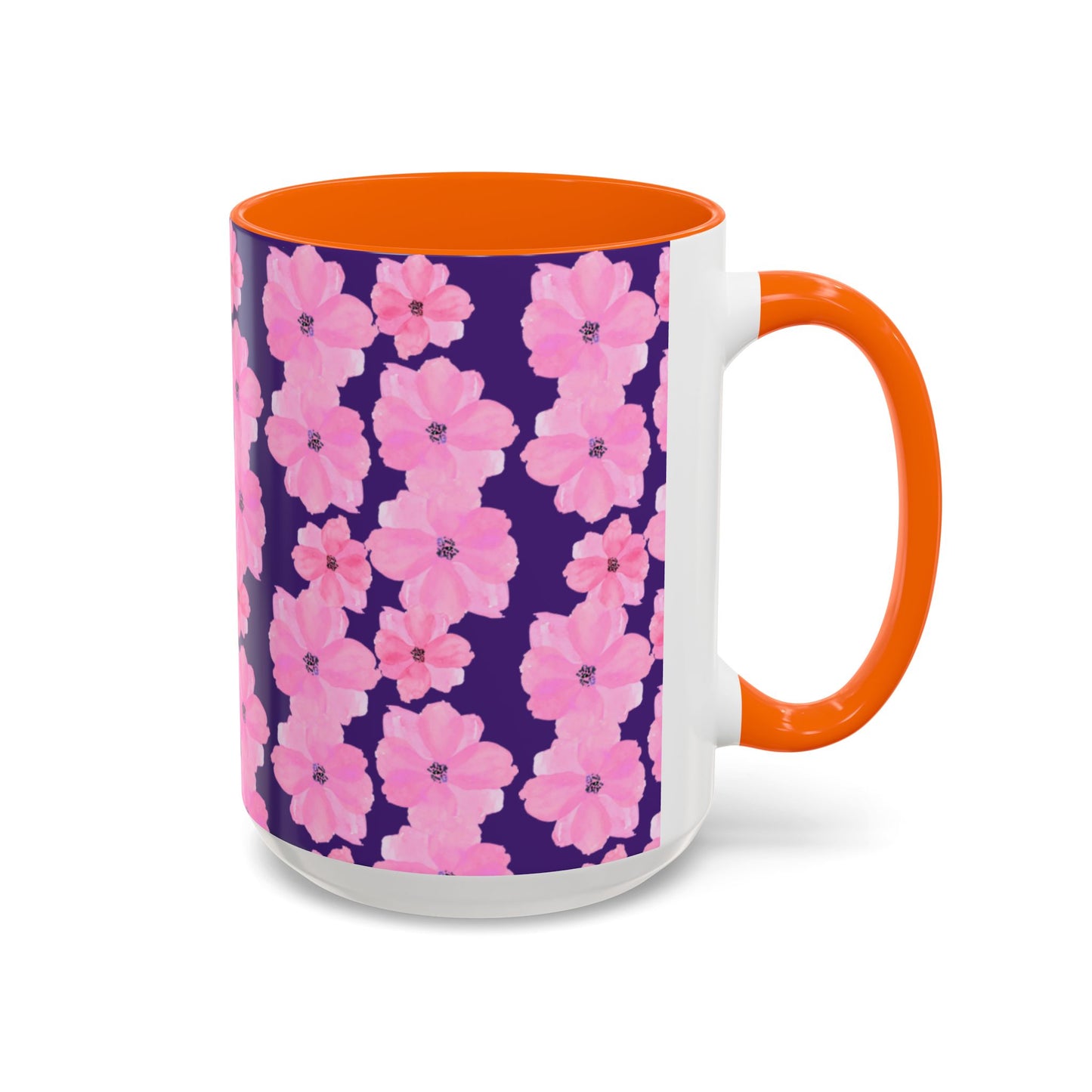 Chic Floral Coffee Mug - Pink Blossoms on Dark Background