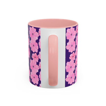 Chic Floral Coffee Mug - Pink Blossoms on Dark Background