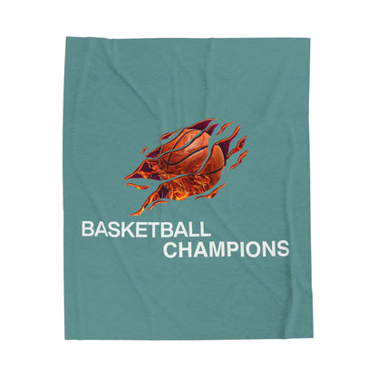 Cozy Basketball Champions Velveteen Plush Blanket | Great Gift for Sports Fans, Home Decor, Warmth, Championship Celebrations - RizQ Life 