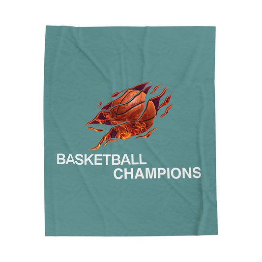 Cozy Basketball Champions Velveteen Plush Blanket | Great Gift for Sports Fans, Home Decor, Warmth, Championship Celebrations