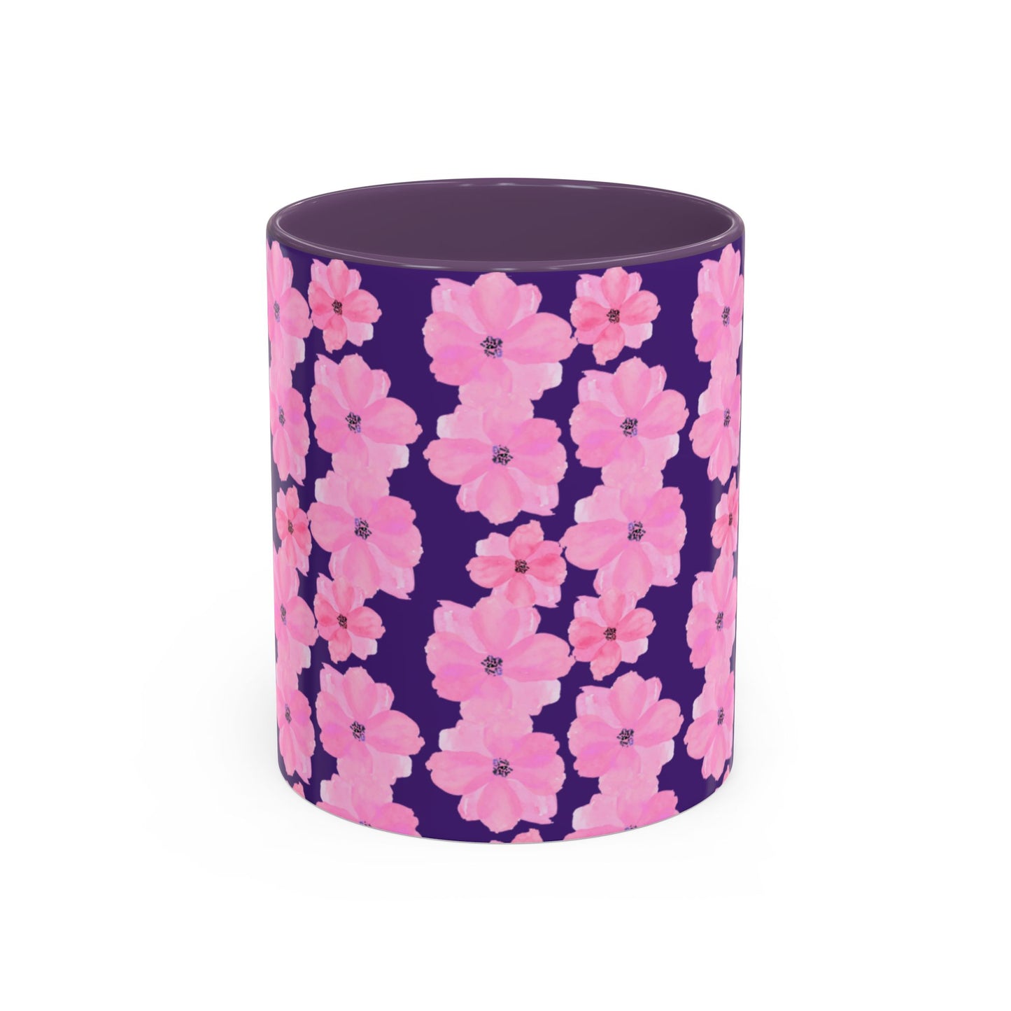 Chic Floral Coffee Mug - Pink Blossoms on Dark Background