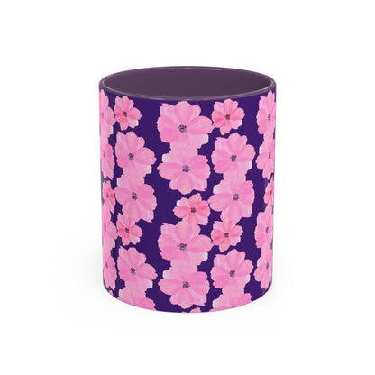 Chic Floral Coffee Mug - Pink Blossoms on Dark Background