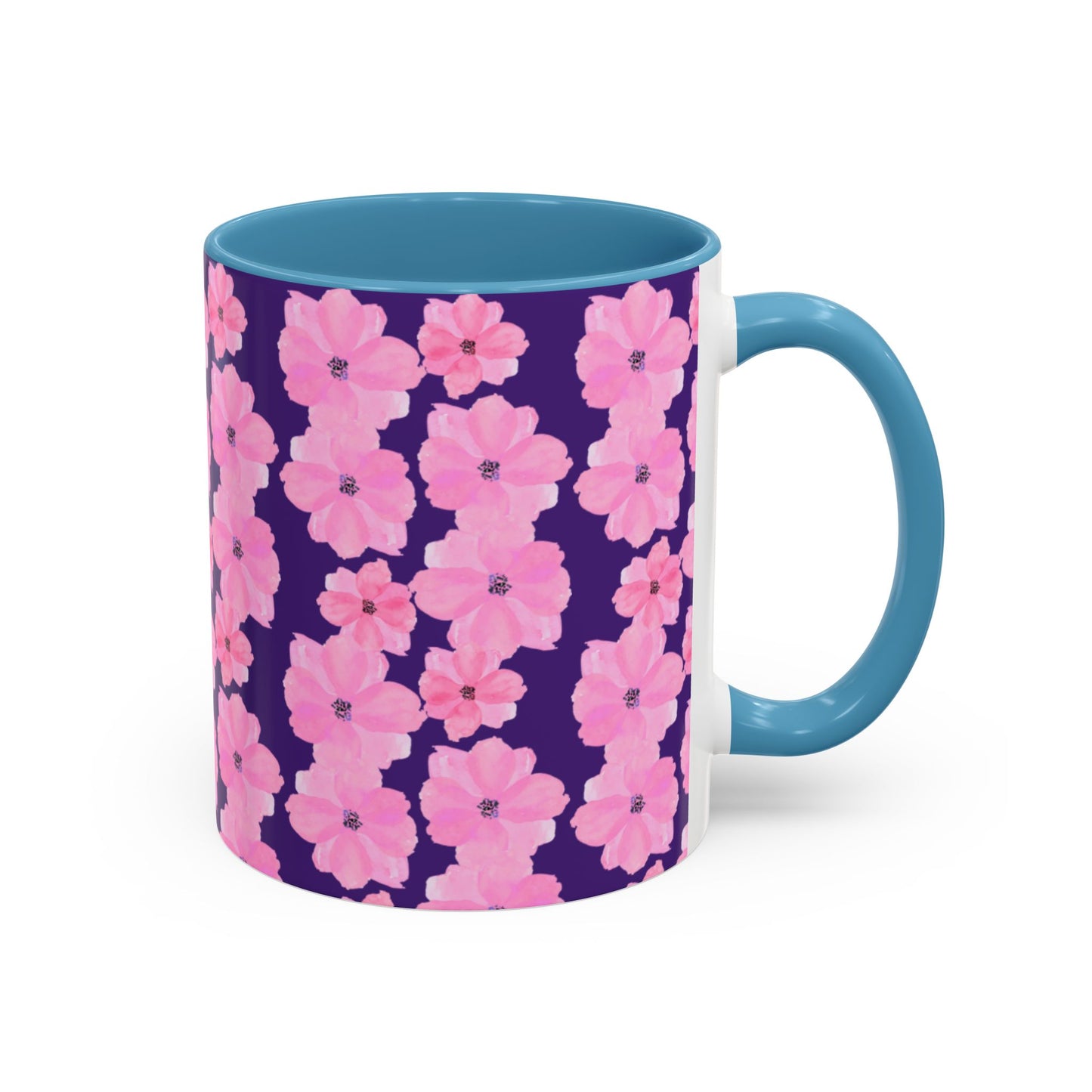Chic Floral Coffee Mug - Pink Blossoms on Dark Background