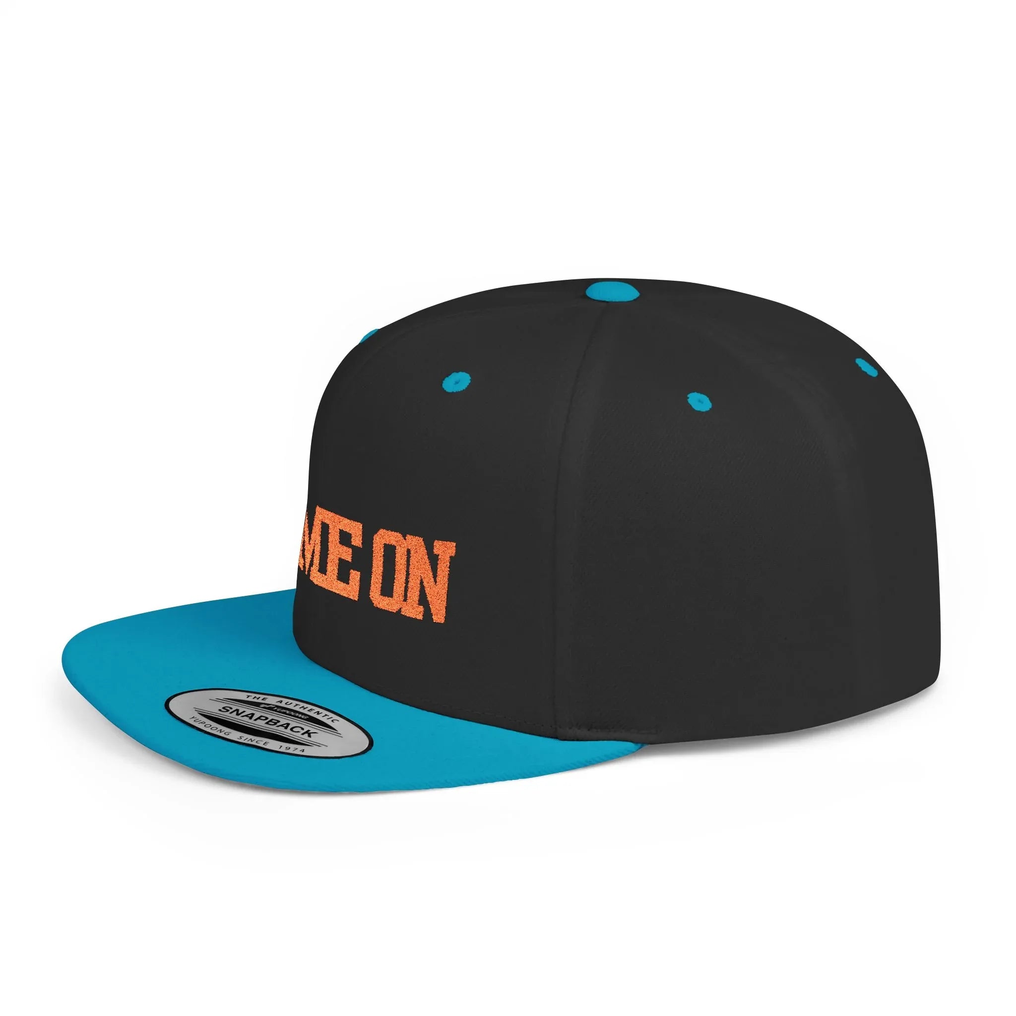 Trendy “Game On” snapback cap for adults. Adjustable flat bill hat, stylish streetwear accessory, perfect for gifts, festivals, sports, and casual outings. - RizQ Life 