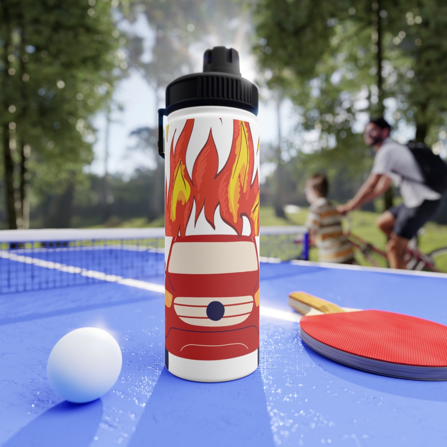 Kids Water Bottle - Fire Car Design