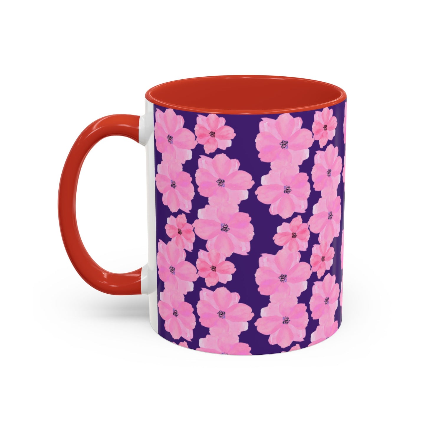 Chic Floral Coffee Mug - Pink Blossoms on Dark Background