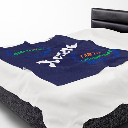 Champion Velveteen Plush Blanket - Cozy, Motivational Gift for Sports Lovers, Home Decor, Couch Throw, Perfect for Celebrations