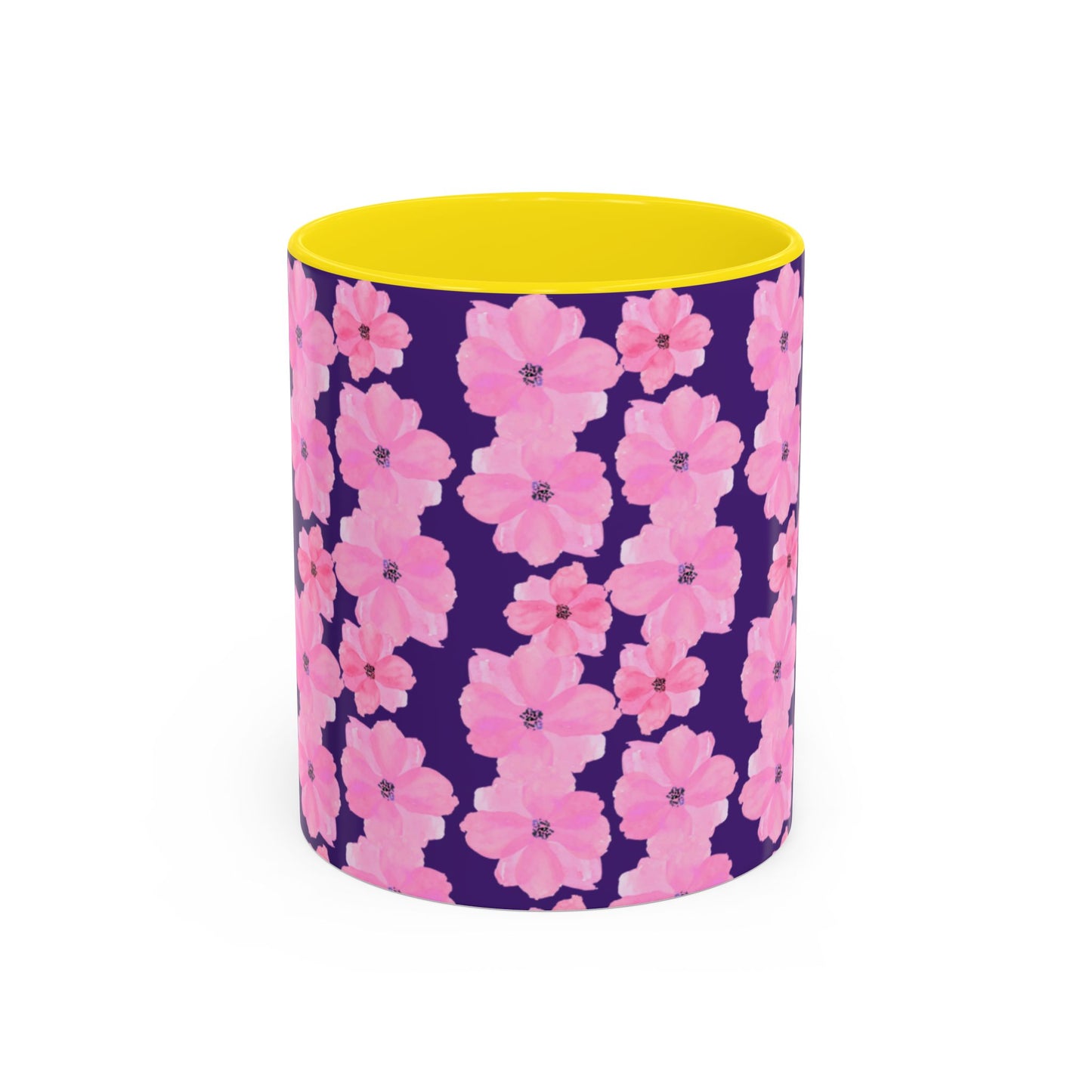 Chic Floral Coffee Mug - Pink Blossoms on Dark Background