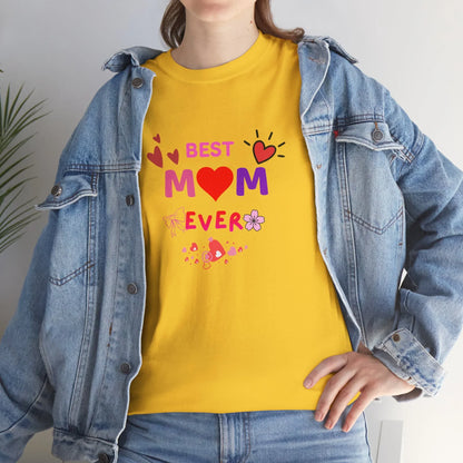 Best Mom Ever Mother’s Day T-Shirt - Aesthetic Heart & Bow Graphic Tee