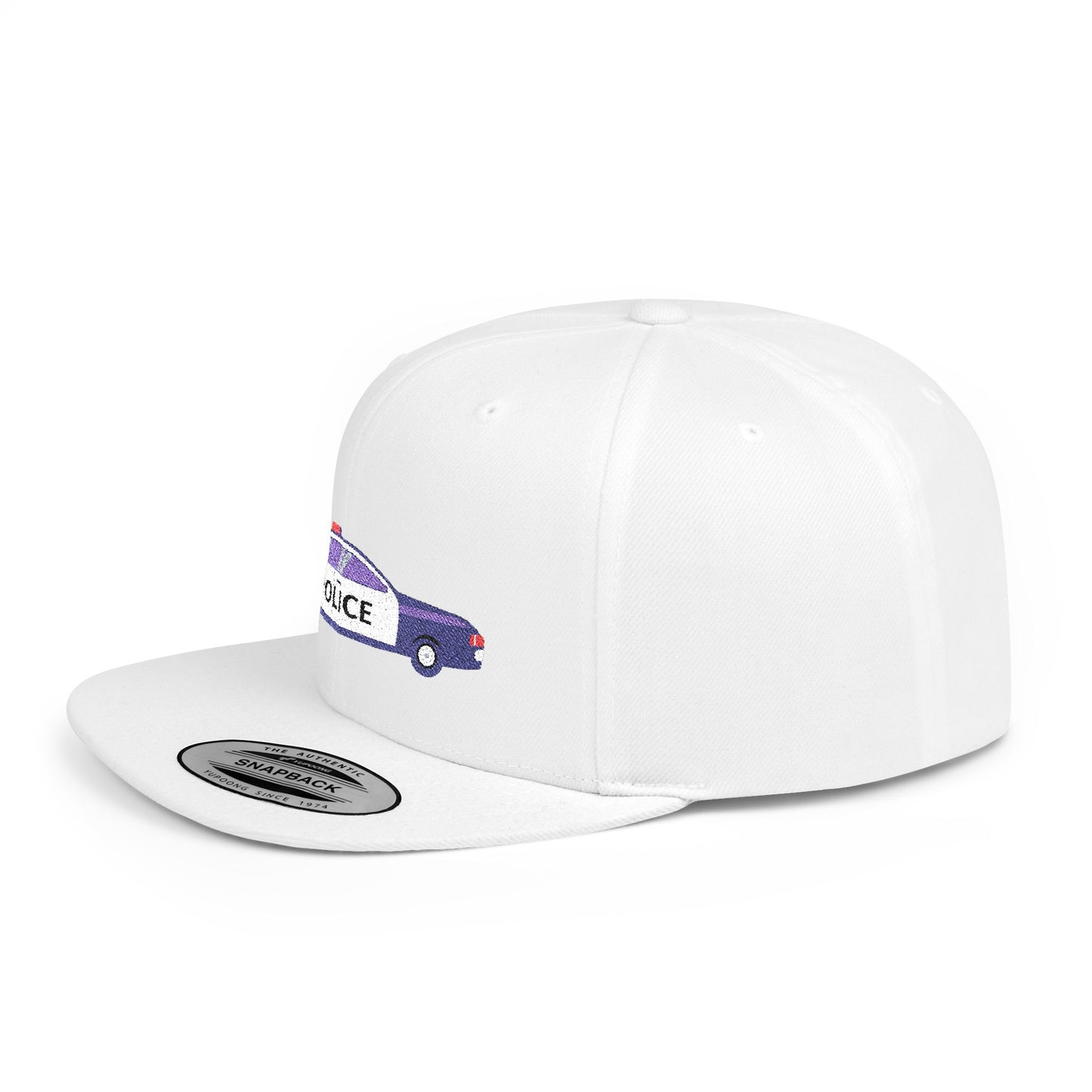 Police Car Snapback Cap – adjustable streetwear hat for adults, perfect car enthusiast gift and urban fashion accessory.