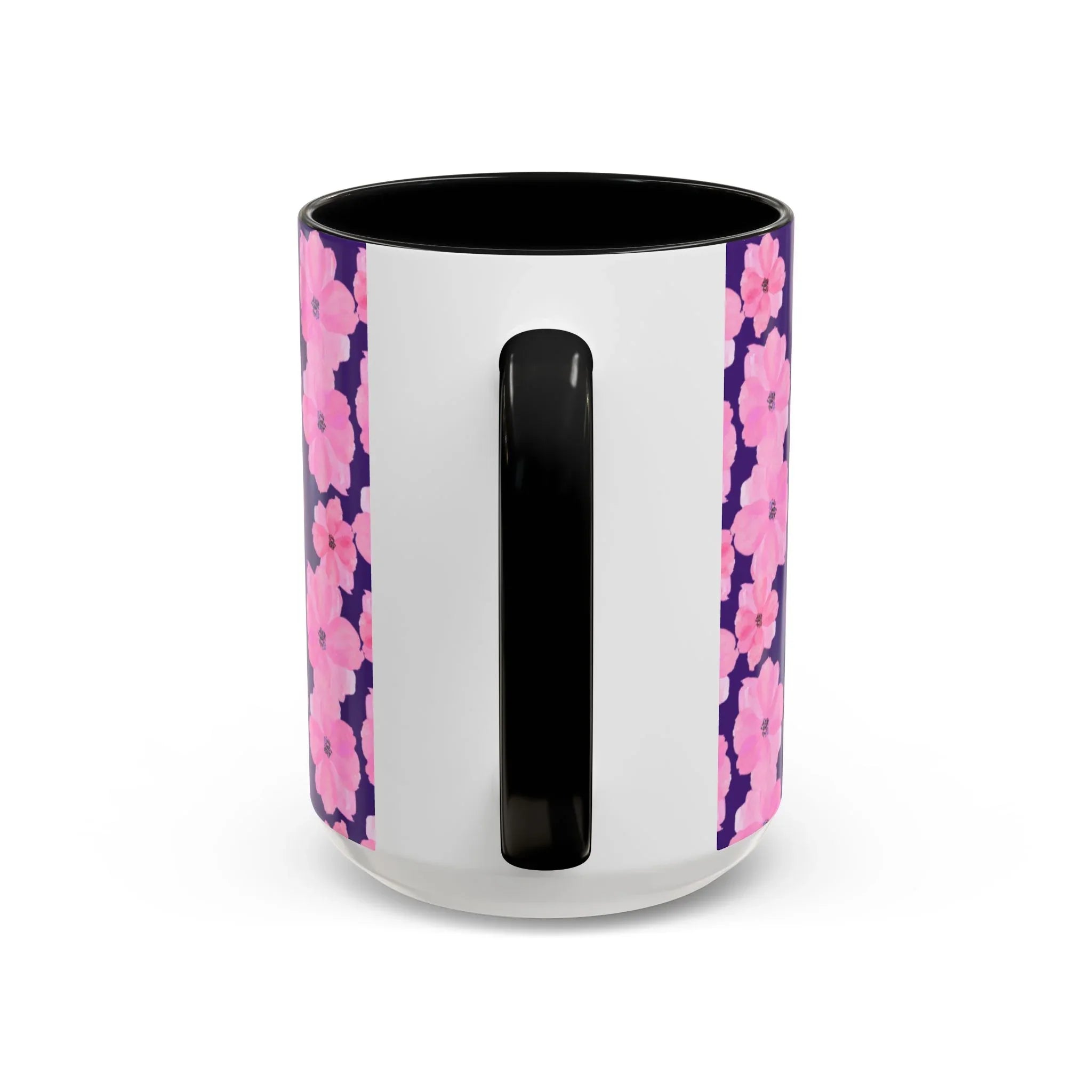 Chic Floral Coffee Mug - Pink Blossoms on Dark Background - RizQ Life 