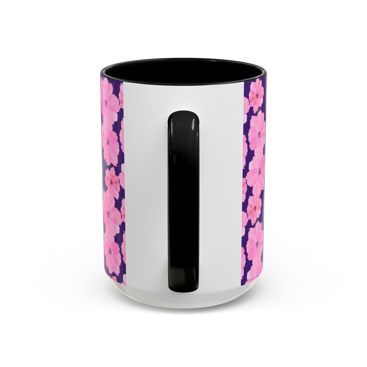 Chic Floral Coffee Mug - Pink Blossoms on Dark Background