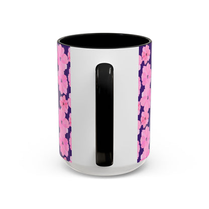 Chic Floral Coffee Mug - Pink Blossoms on Dark Background