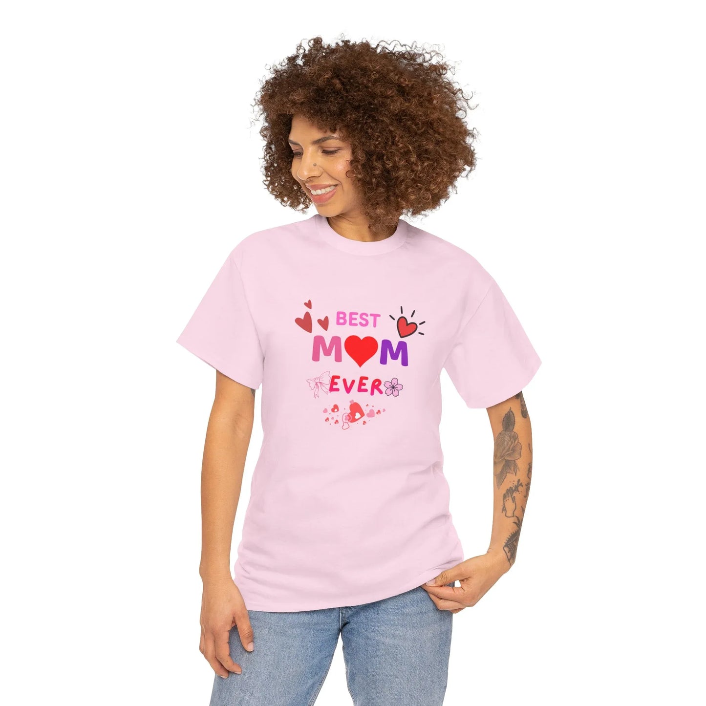 Best Mom Ever Mother’s Day T-Shirt - Aesthetic Heart & Bow Graphic Tee