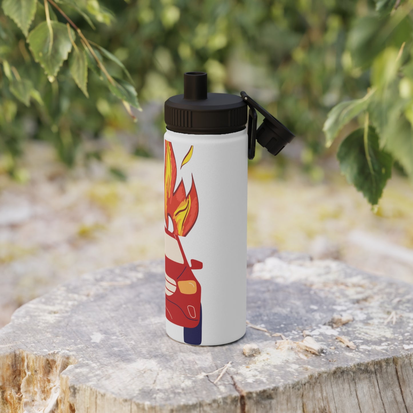 Kids Water Bottle - Fire Car Design