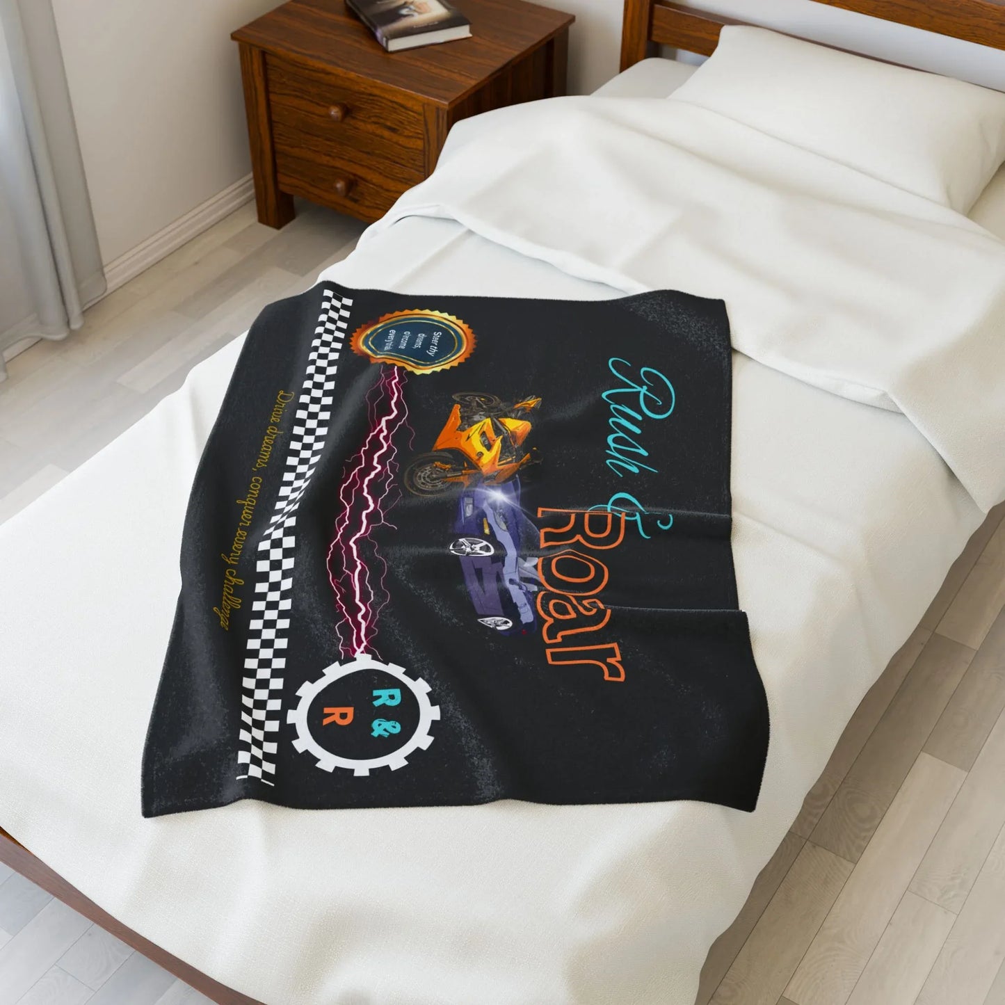 Racing Velveteen Plush Blanket - Cozy Throw For Car Lovers and Kids Rooms - RizQ Life 