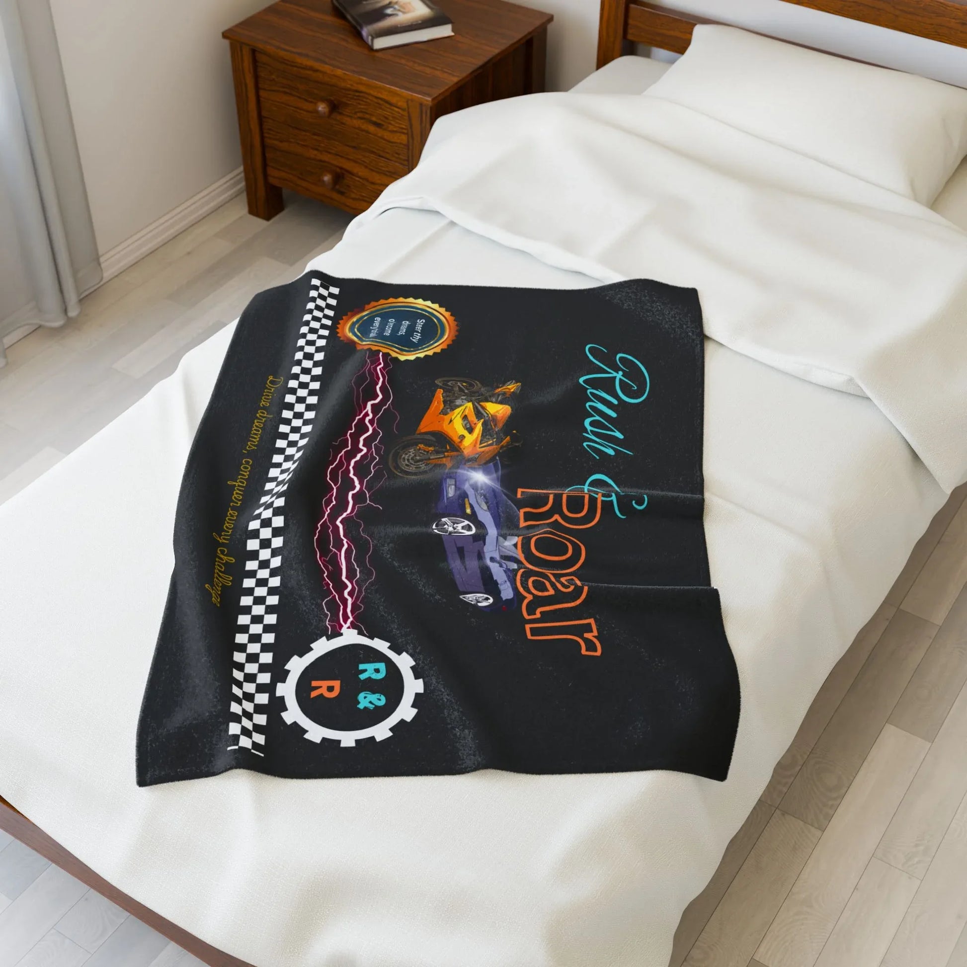 Racing Velveteen Plush Blanket - Cozy Throw For Car Lovers and Kids Rooms - RizQ Life 