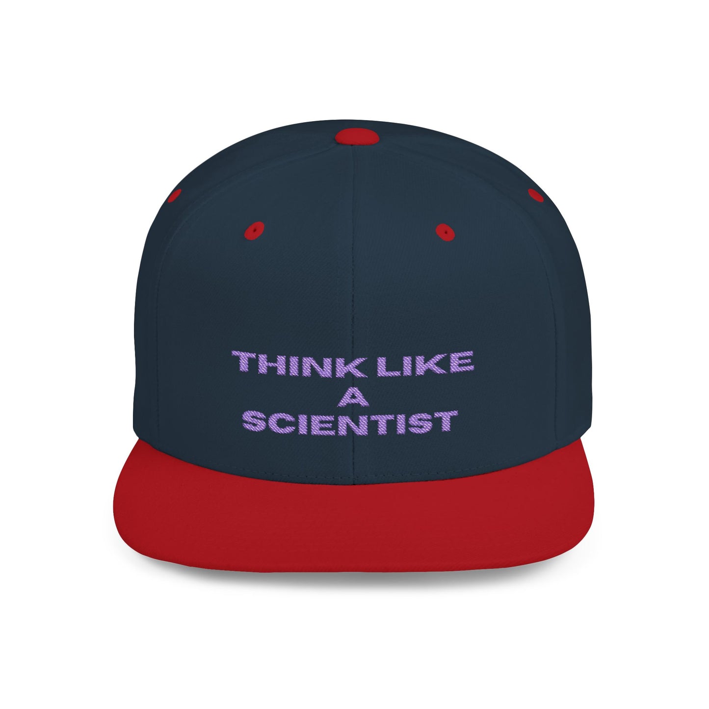 Think Like A Scientist Snapback Cap – Trendy flat bill hat for science lovers, STEM enthusiasts, and geeky gifts. Perfect for casual wear & conventions.