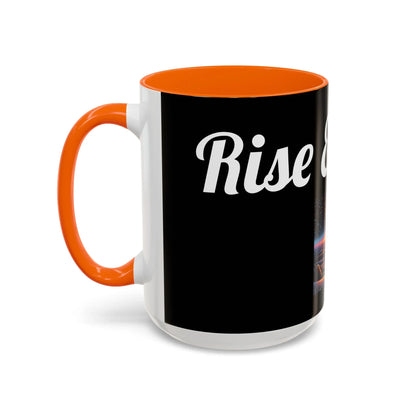 Rise & Shine Accent Coffee Mug - Motivational Black Mug for Morning Boost - RizQ Life 