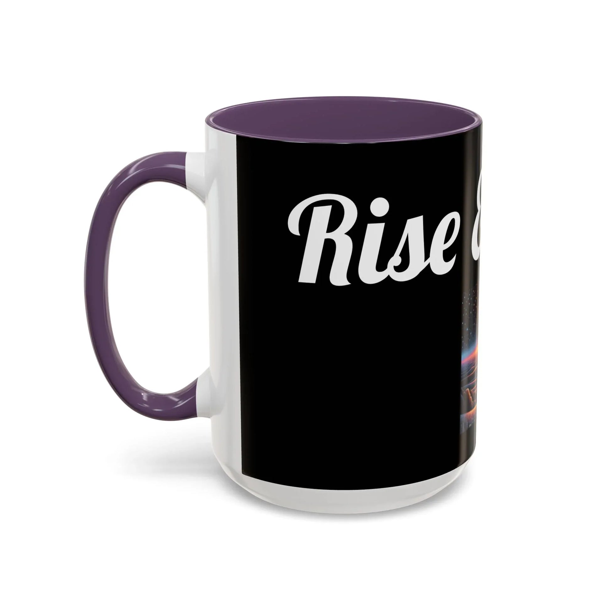 Rise & Shine Accent Coffee Mug - Motivational Black Mug for Morning Boost - RizQ Life 
